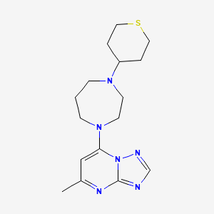 molecular formula C16H24N6S B2594927 5-Methyl-7-[4-(thian-4-yl)-1,4-diazepan-1-yl]-[1,2,4]triazolo[1,5-a]pyrimidine CAS No. 2380095-13-4