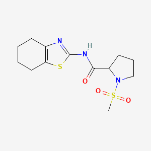 molecular formula C13H19N3O3S2 B2594942 1-(甲基磺酰基)-N-(4,5,6,7-四氢苯并[d]噻唑-2-基)吡咯烷-2-甲酰胺 CAS No. 1322957-50-5