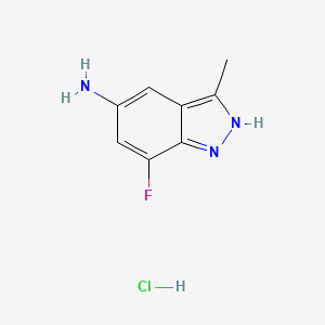 molecular formula C8H9ClFN3 B2594946 7-Fluoro-3-methyl-2H-indazol-5-amine;hydrochloride CAS No. 2460748-88-1