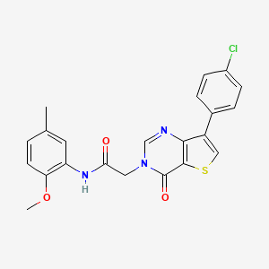 molecular formula C22H18ClN3O3S B2594947 2-[7-(4-chlorophenyl)-4-oxothieno[3,2-d]pyrimidin-3(4H)-yl]-N-(2-methoxy-5-methylphenyl)acetamide CAS No. 1105223-36-6