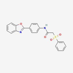 molecular formula C21H16N2O4S B2594948 2-(benzenesulfonyl)-N-[4-(1,3-benzoxazol-2-yl)phenyl]acetamide CAS No. 898405-99-7