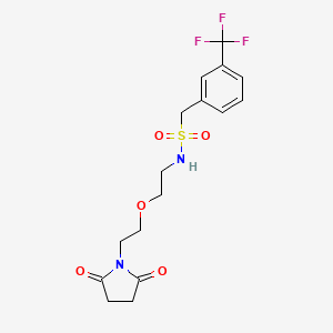 molecular formula C16H19F3N2O5S B2594953 N-{2-[2-(2,5-ジオキソピロリジン-1-イル)エトキシ]エチル}-1-[3-(トリフルオロメチル)フェニル]メタンスルホンアミド CAS No. 2097864-91-8