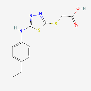 molecular formula C12H13N3O2S2 B2594955 2-({5-[(4-Ethylphenyl)amino]-1,3,4-thiadiazol-2-yl}sulfanyl)acetic acid CAS No. 571919-39-6