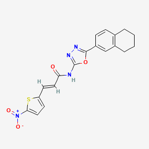 molecular formula C19H16N4O4S B2594979 (E)-3-(5-nitrothiophen-2-yl)-N-(5-(5,6,7,8-tetrahydronaphthalen-2-yl)-1,3,4-oxadiazol-2-yl)acrylamide CAS No. 851095-98-2
