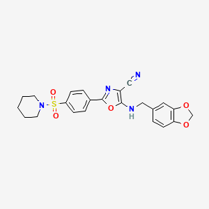 5-[(1,3-Benzodioxol-5-ylmethyl)amino]-2-[4-(piperidin-1-ylsulfonyl)phenyl]-1,3-oxazole-4-carbonitrile