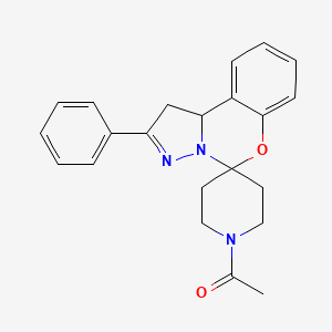 molecular formula C22H23N3O2 B2594990 1-(2-苯基-1,10b-二氢螺[苯并[e]吡唑并[1,5-c][1,3]恶嗪-5,4'-哌啶]-1'-基)乙酮 CAS No. 638144-89-5