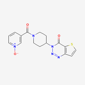 molecular formula C16H15N5O3S B2594995 3-(4-(4-氧代噻吩并[3,2-d][1,2,3]三嗪-3(4H)-基)哌啶-1-羰基)吡啶 1-氧化物 CAS No. 2034427-30-8