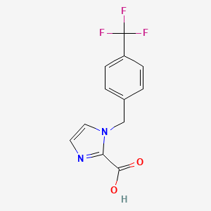 molecular formula C12H9F3N2O2 B2594996 1-[4-(トリフルオロメチル)ベンジル]-1H-イミダゾール-2-カルボン酸 CAS No. 1439902-58-5