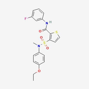 molecular formula C20H19FN2O4S2 B2595001 3-[(4-乙氧基苯基)(甲基)磺酰胺基]-N-(3-氟苯基)噻吩-2-甲酰胺 CAS No. 1251686-57-3