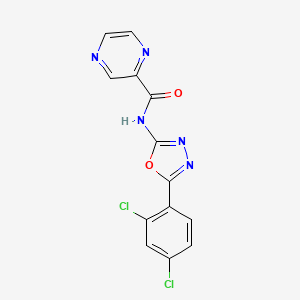 molecular formula C13H7Cl2N5O2 B2595007 N-(5-(2,4-dichlorophenyl)-1,3,4-oxadiazol-2-yl)pyrazine-2-carboxamide CAS No. 1251706-32-7