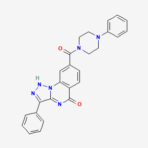 molecular formula C26H22N6O2 B2595010 3-phenyl-8-(4-phenylpiperazine-1-carbonyl)-[1,2,3]triazolo[1,5-a]quinazolin-5(4H)-one CAS No. 1031552-88-1