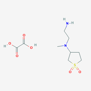 molecular formula C9H18N2O6S B2595013 3-[(2-Aminoethyl)(methyl)amino]-1$l^{6}-thiolane-1,1-dione; oxalic acid CAS No. 1266685-66-8