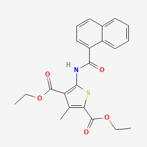 molecular formula C22H21NO5S B2595022 3-甲基-5-(萘-1-羰基氨基)噻吩-2,4-二羧酸二乙酯 CAS No. 443121-95-7