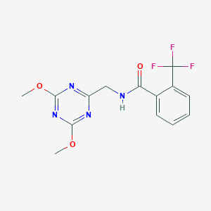 molecular formula C14H13F3N4O3 B2595023 N-((4,6-二甲氧基-1,3,5-三嗪-2-基)甲基)-2-(三氟甲基)苯甲酰胺 CAS No. 2034520-91-5