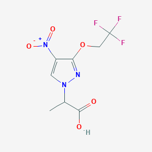 molecular formula C8H8F3N3O5 B2595026 2-[4-nitro-3-(2,2,2-trifluoroethoxy)-1H-pyrazol-1-yl]propanoic acid CAS No. 1856084-08-6