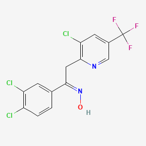 molecular formula C14H8Cl3F3N2O B2595033 (Z)-N-{2-[3-chloro-5-(trifluoromethyl)pyridin-2-yl]-1-(3,4-dichlorophenyl)ethylidene}hydroxylamine CAS No. 1796581-20-8