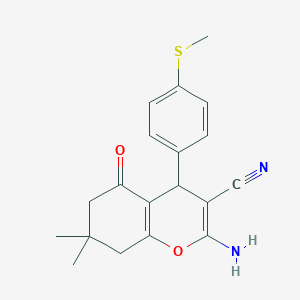 molecular formula C19H20N2O2S B2595036 2-amino-7,7-dimethyl-4-[4-(methylsulfanyl)phenyl]-5-oxo-5,6,7,8-tetrahydro-4H-chromene-3-carbonitrile CAS No. 313379-76-9