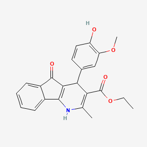 molecular formula C23H21NO5 B2595037 ethyl 4-(4-hydroxy-3-methoxyphenyl)-2-methyl-5-oxo-4,5-dihydro-1H-indeno[1,2-b]pyridine-3-carboxylate CAS No. 333326-06-0