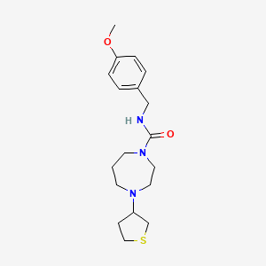 molecular formula C18H27N3O2S B2595038 N-(4-甲氧基苄基)-4-(四氢噻吩-3-基)-1,4-二氮杂环戊烷-1-甲酰胺 CAS No. 2319809-62-4