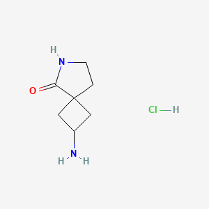 molecular formula C7H13ClN2O B2595047 2-Amino-6-azaspiro[3.4]octan-5-one hydrochloride CAS No. 2227206-09-7