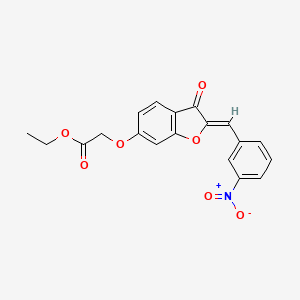 B2595059 Ethyl 2-{2-[(3-nitrophenyl)methylene]-3-oxobenzo[3,4-b]furan-6-yloxy}acetate CAS No. 623117-61-3