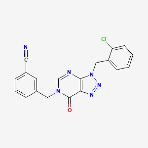 molecular formula C19H13ClN6O B2595062 3-((3-(2-chlorobenzyl)-7-oxo-3,7-dihydro-6H-[1,2,3]triazolo[4,5-d]pyrimidin-6-yl)methyl)benzonitrile CAS No. 1326875-63-1