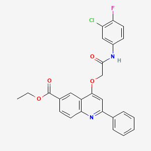 molecular formula C26H20ClFN2O4 B2595063 4-(2-((3-クロロ-4-フルオロフェニル)アミノ)-2-オキソエトキシ)-2-フェニルキノリン-6-カルボン酸エチル CAS No. 1114871-06-5