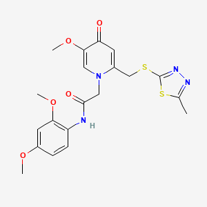 molecular formula C20H22N4O5S2 B2595069 N-(2,4-二甲氧基苯基)-2-(5-甲氧基-2-(((5-甲基-1,3,4-噻二唑-2-基)硫代)甲基)-4-氧代吡啶-1(4H)-基)乙酰胺 CAS No. 933206-26-9