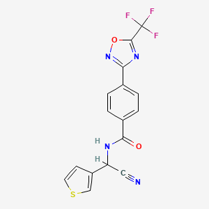 molecular formula C16H9F3N4O2S B2595073 N-[cyano(thiophen-3-yl)methyl]-4-[5-(trifluoromethyl)-1,2,4-oxadiazol-3-yl]benzamide CAS No. 1808580-23-5