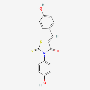 molecular formula C16H11NO3S2 B2595075 (5Z)-3-(4-hydroxyphenyl)-5-[(4-hydroxyphenyl)methylidene]-2-sulfanylidene-1,3-thiazolidin-4-one CAS No. 299950-41-7