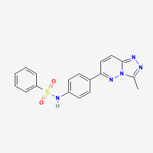 molecular formula C18H15N5O2S B2595079 N-(4-(3-methyl-[1,2,4]triazolo[4,3-b]pyridazin-6-yl)phenyl)benzenesulfonamide CAS No. 894984-26-0