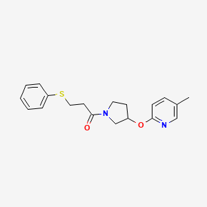 molecular formula C19H22N2O2S B2595093 1-(3-((5-Methylpyridin-2-yl)oxy)pyrrolidin-1-yl)-3-(phenylthio)propan-1-one CAS No. 1903364-85-1