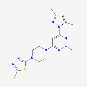 molecular formula C17H22N8S B2595101 2-[4-[6-(3,5-Dimethylpyrazol-1-yl)-2-methylpyrimidin-4-yl]piperazin-1-yl]-5-methyl-1,3,4-thiadiazole CAS No. 2415501-01-6