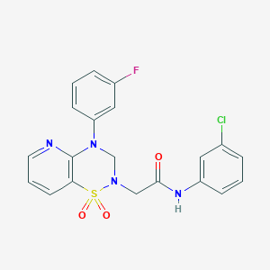 molecular formula C20H16ClFN4O3S B2595103 N-(3-chlorophenyl)-2-(4-(3-fluorophenyl)-1,1-dioxido-3,4-dihydro-2H-pyrido[2,3-e][1,2,4]thiadiazin-2-yl)acetamide CAS No. 1251692-81-5