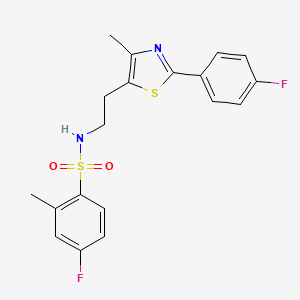molecular formula C19H18F2N2O2S2 B2595106 4-fluoro-N-(2-(2-(4-fluorophenyl)-4-methylthiazol-5-yl)ethyl)-2-methylbenzenesulfonamide CAS No. 923114-45-8