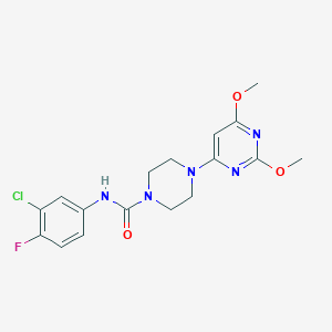 molecular formula C17H19ClFN5O3 B2595109 N-(3-chloro-4-fluorophenyl)-4-(2,6-dimethoxypyrimidin-4-yl)piperazine-1-carboxamide CAS No. 1021214-82-3