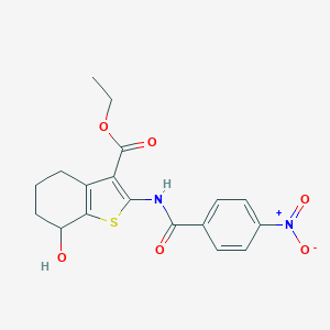 molecular formula C18H18N2O6S B259511 Ethyl 7-hydroxy-2-[(4-nitrobenzoyl)amino]-4,5,6,7-tetrahydro-1-benzothiophene-3-carboxylate 