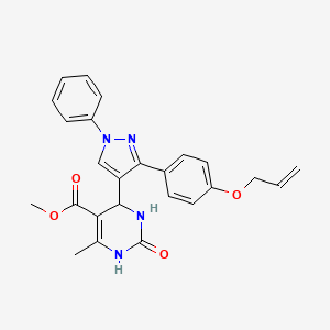 molecular formula C25H24N4O4 B2595110 6-甲基-2-氧代-4-{1-苯基-3-[4-(丙-2-烯-1-氧基)苯基]-1H-吡唑-4-基}-1,2,3,4-四氢嘧啶-5-羧酸甲酯 CAS No. 955873-76-4