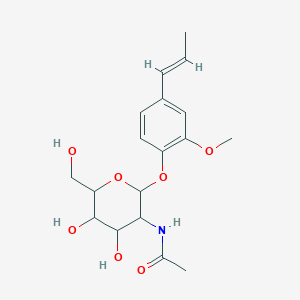 molecular formula C18H25NO7 B2595116 (E)-N-(4,5-ジヒドロキシ-6-(ヒドロキシメチル)-2-(2-メトキシ-4-(プロプ-1-エン-1-イル)フェノキシ)テトラヒドロ-2H-ピラン-3-イル)アセトアミド CAS No. 1007931-25-0