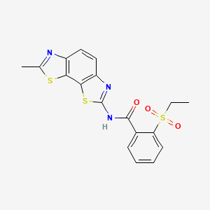 molecular formula C18H15N3O3S3 B2595117 2-(ethylsulfonyl)-N-(7-methylbenzo[1,2-d:4,3-d']bis(thiazole)-2-yl)benzamide CAS No. 886921-66-0