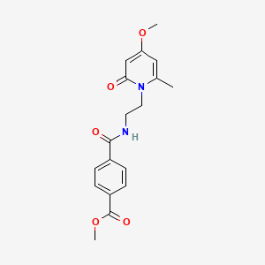 molecular formula C18H20N2O5 B2595119 methyl 4-((2-(4-methoxy-6-methyl-2-oxopyridin-1(2H)-yl)ethyl)carbamoyl)benzoate CAS No. 2034266-79-8