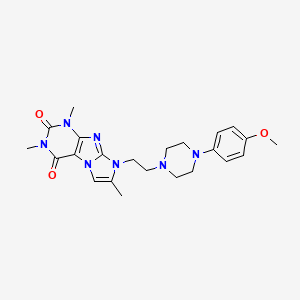 molecular formula C23H29N7O3 B2595120 8-(2-(4-(4-methoxyphenyl)piperazin-1-yl)ethyl)-1,3,7-trimethyl-1H-imidazo[2,1-f]purine-2,4(3H,8H)-dione CAS No. 923401-14-3