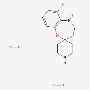 molecular formula C13H19Cl2FN2O B2595125 6-氟-4,5-二氢-3H-螺[1,5-苯并恶氮杂卓-2,4'-哌啶]二盐酸盐 CAS No. 2197055-40-4