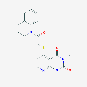 molecular formula C20H20N4O3S B2595132 5-[2-(3,4-二氢-2H-喹啉-1-基)-2-氧代乙基]硫烷基-1,3-二甲基吡啶并[2,3-d]嘧啶-2,4-二酮 CAS No. 899748-42-6