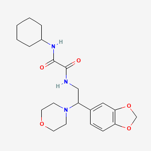 molecular formula C21H29N3O5 B2595142 N1-(2-(benzo[d][1,3]dioxol-5-yl)-2-morpholinoethyl)-N2-cyclohexyloxalamide CAS No. 896350-69-9