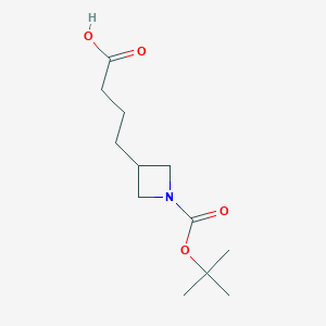 molecular formula C12H21NO4 B2595146 4-{1-[(叔丁氧羰基)氮杂环丁烷-3-基}丁酸 CAS No. 1697321-54-2