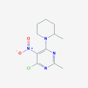 4-Chloro-5-nitro-2-methyl-6-(2-methyl-1-piperidinyl)pyrimidine