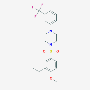 molecular formula C21H25F3N2O3S B2595152 1-[4-Methoxy-3-(propan-2-yl)benzenesulfonyl]-4-[3-(trifluoromethyl)phenyl]piperazine CAS No. 706773-76-4