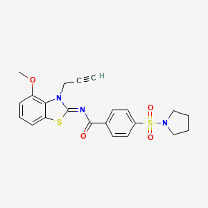 molecular formula C22H21N3O4S2 B2595154 N-(4-methoxy-3-prop-2-ynyl-1,3-benzothiazol-2-ylidene)-4-pyrrolidin-1-ylsulfonylbenzamide CAS No. 868377-36-0