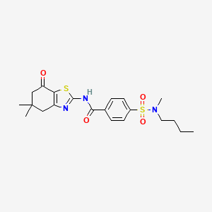 molecular formula C21H27N3O4S2 B2595155 4-[丁基(甲基)磺酰胺基]-N-(5,5-二甲基-7-氧代-4,6-二氢-1,3-苯并噻唑-2-基)苯甲酰胺 CAS No. 683260-26-6